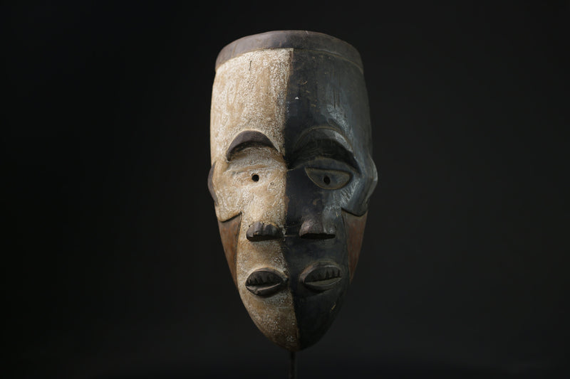 African art Igbo and white mask female spirit Face Mask Wood Hand Carved-6727