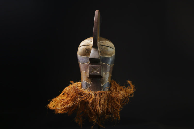 African wood Large Raphia, Wood songye basongye Congo DRC mask masks for wall-G2141