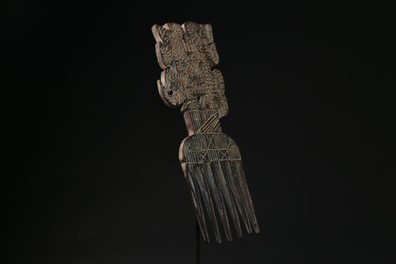 African figure West African Comb wooden vintage African Swahili Carved-9660