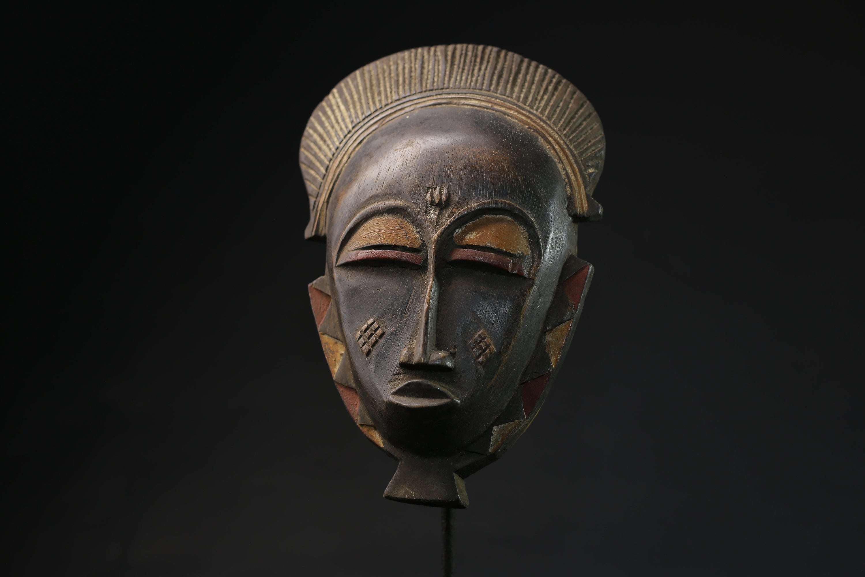 African Antique mask hand carved wooden wall decor tribe Vintage guro-5393
