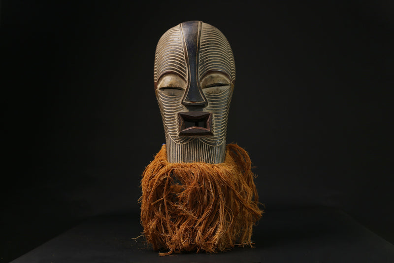 African Mask Tribal Face Mask Wood Hand Wall Hanging Songye Kifwebe mask-G2153