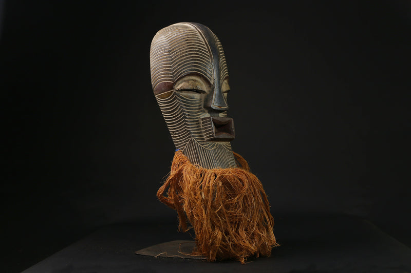 African Mask Tribal Face Mask Wood Hand Wall Hanging Songye Kifwebe mask-G2153