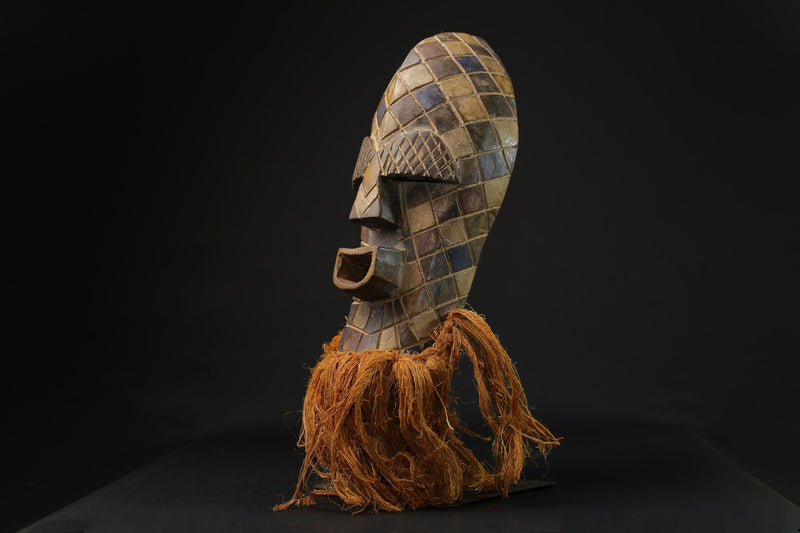 African Mask Tribal Face Mask Wood Hand Wall Hanging Songye Kifwebe mask-G2154