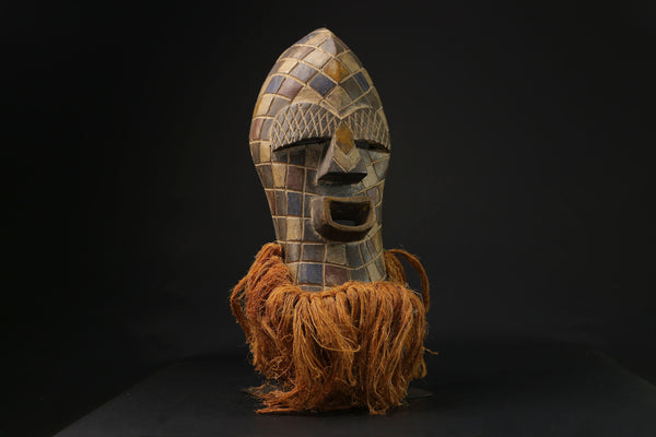 African Mask Tribal Face Mask Wood Hand Wall Hanging Songye Kifwebe mask-G2154