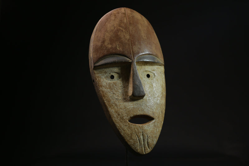 African Mask Tribal Face Mask Wood Lega Idimu Mask Bwami Brotherhood-6836