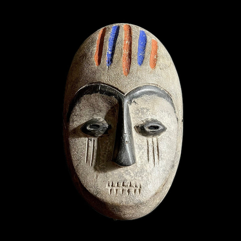 African Mask Tribal Face Wood Hand Carved Vintage Wall Hanging Lega Mask-G1915