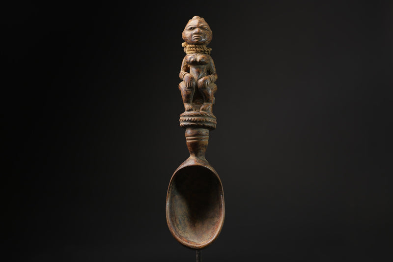 African Tribal Art Wooden Carved Dan Wakemia Spoon African traditional trop-5452