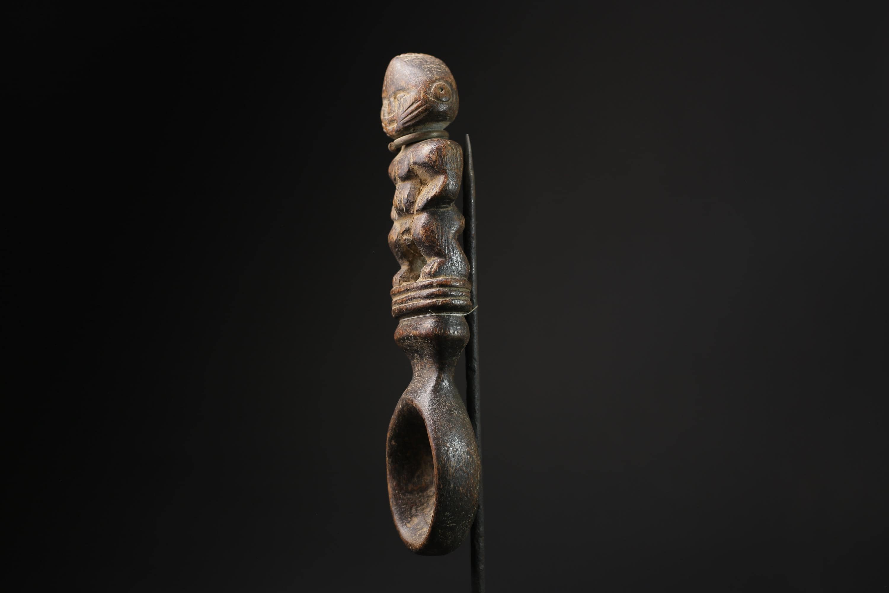 African Makonde Spoon Sculpted Spoon Whose Handle Forms An Ancestor Figure-5457