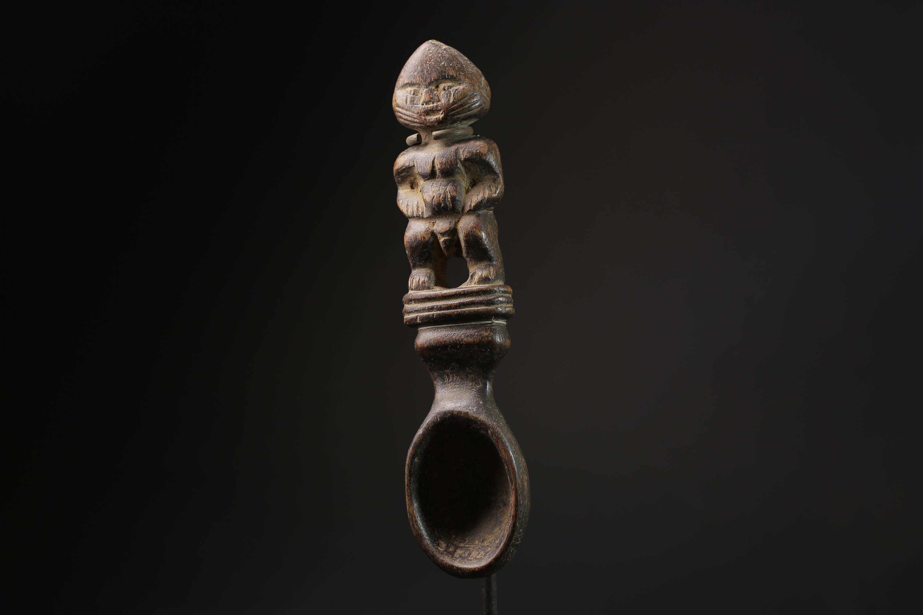 African Makonde Spoon Sculpted Spoon Whose Handle Forms An Ancestor Figure-5457