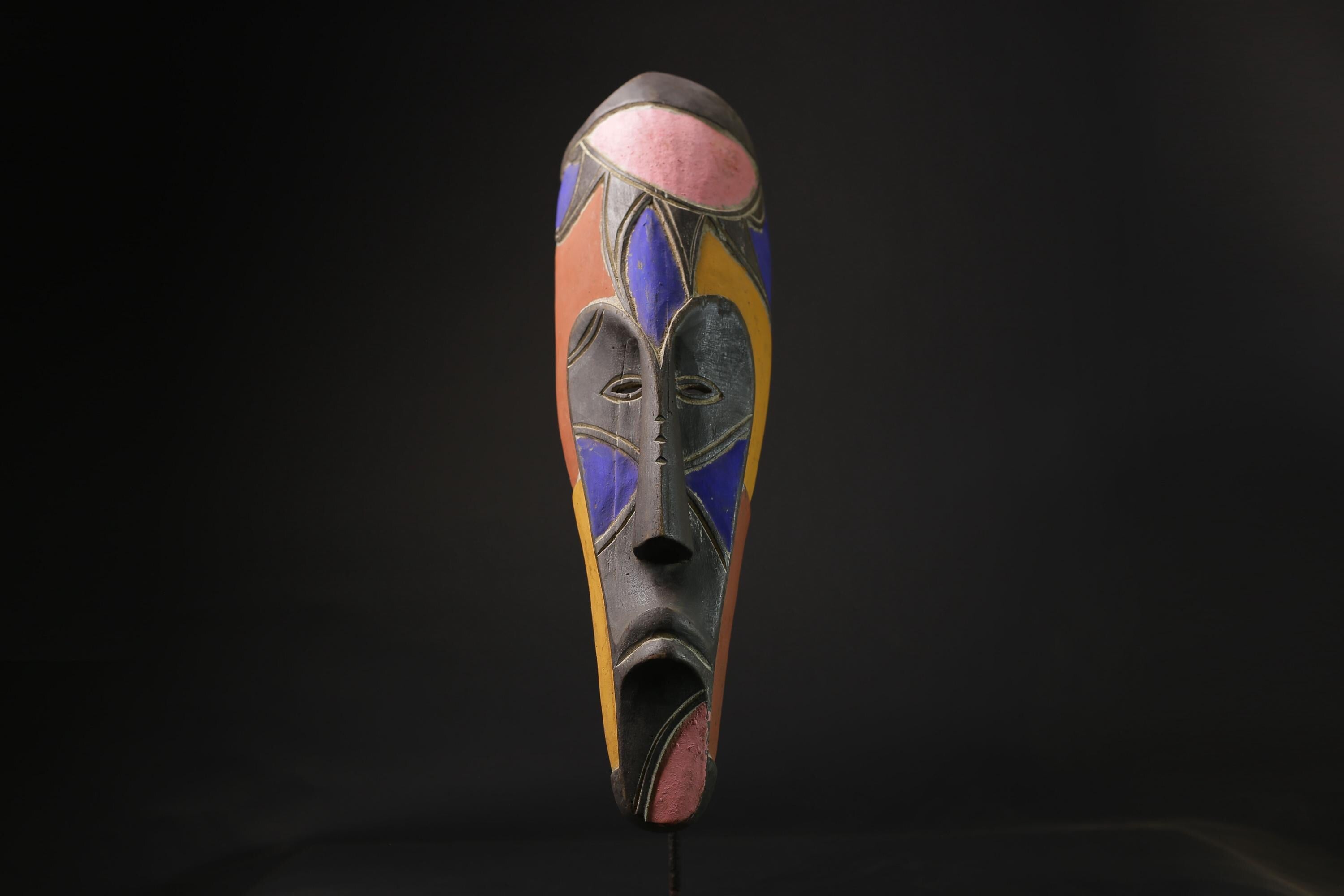 African Face Mask African Tribal Art Wooden Carved Fang Mask North Gabon-3698