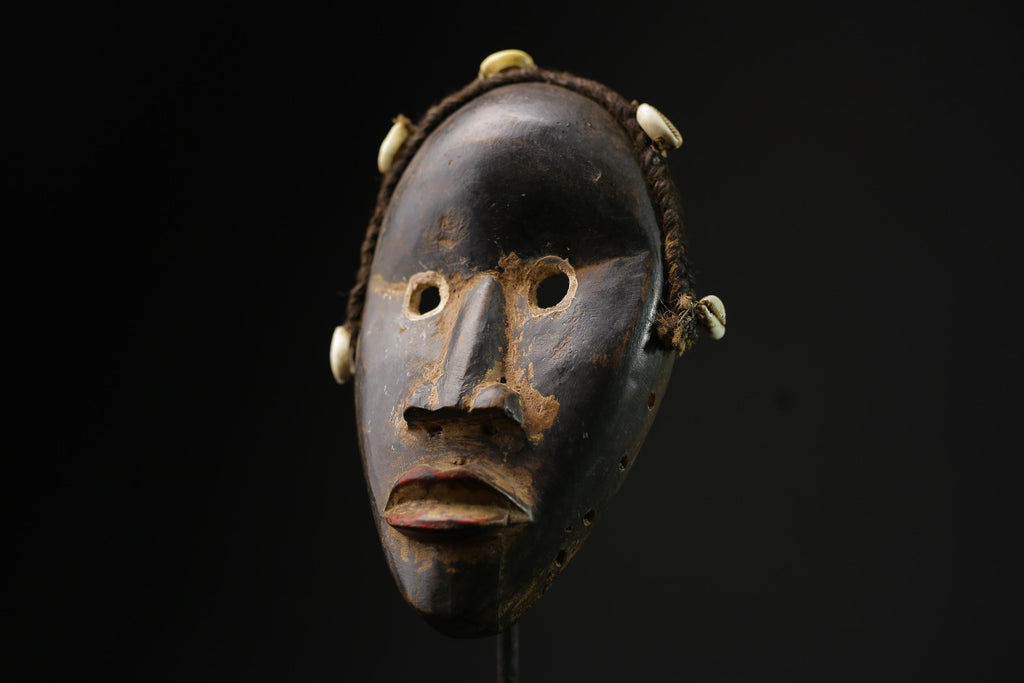African Tribal Face Mask Wood Hand Carved Wall Hanging Kuba Dan Mask-9690