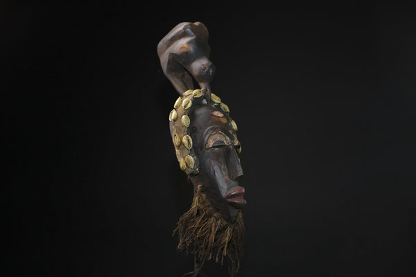 African Tribal Face Mask Wood Hand Carved Wall Hanging Kuba Dan Mask-G2190