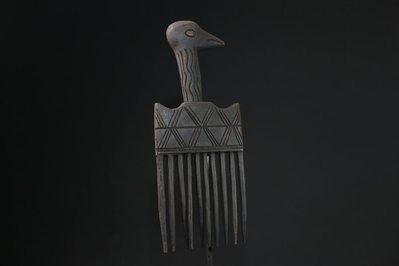 African figure West African Comb Wooden African Swahili Carved-G2196