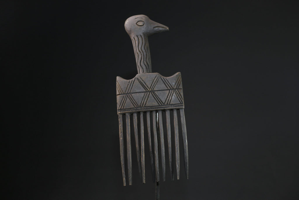 African figure West African Comb Wooden African Swahili Carved-G2196