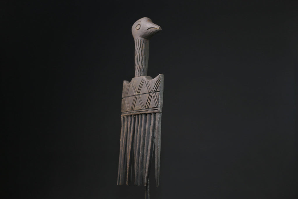 African figure West African Comb Wooden African Swahili Carved-G2196