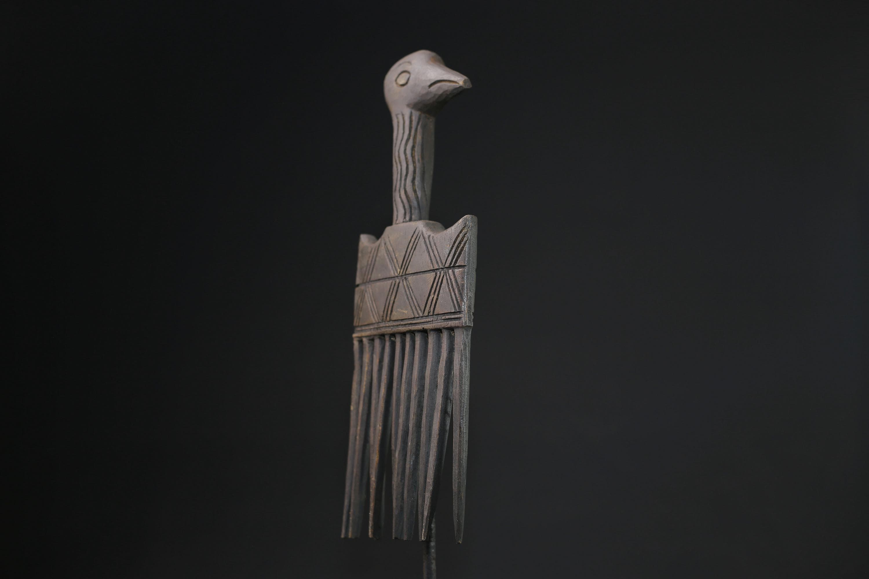 African figure West African Comb Wooden African Swahili Carved-G2196
