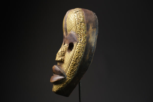 African mask antiques tribal Face vintage Wood Hand Carved Wall Hanging Dan-9694