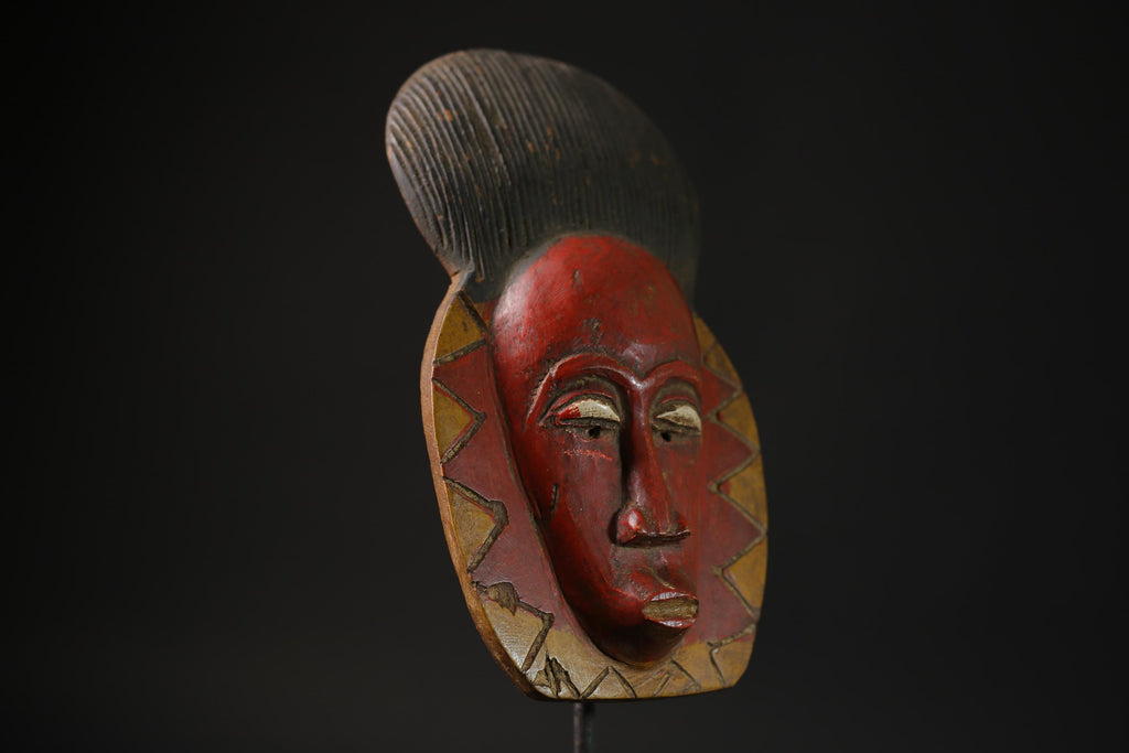 African Masks Antiques Tribal Face Vintage Wood Carved Hanging Guro Mask-9720