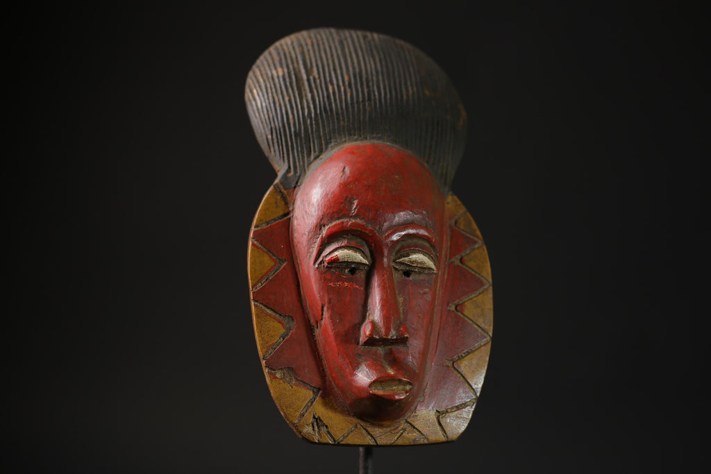 African Masks Antiques Tribal Face Vintage Wood Carved Hanging Guro Mask-9720