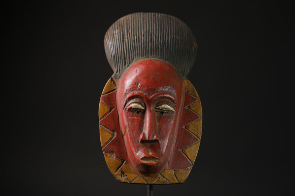 African Masks Antiques Tribal Face Vintage Wood Carved Hanging Guro Mask-9720