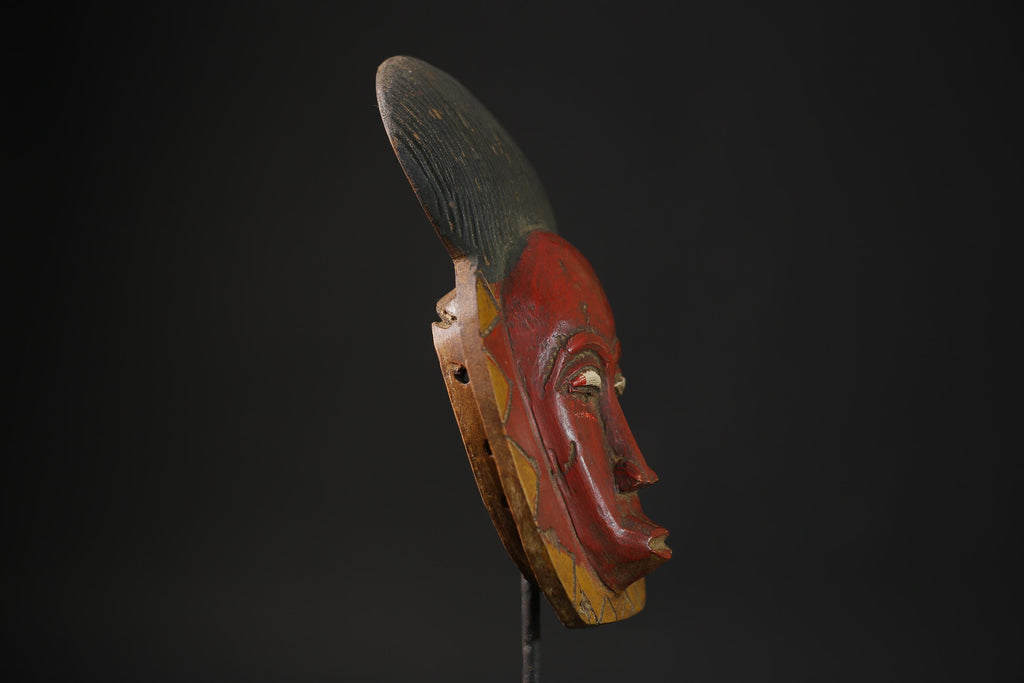 African Masks Antiques Tribal Face Vintage Wood Carved Hanging Guro Mask-9720