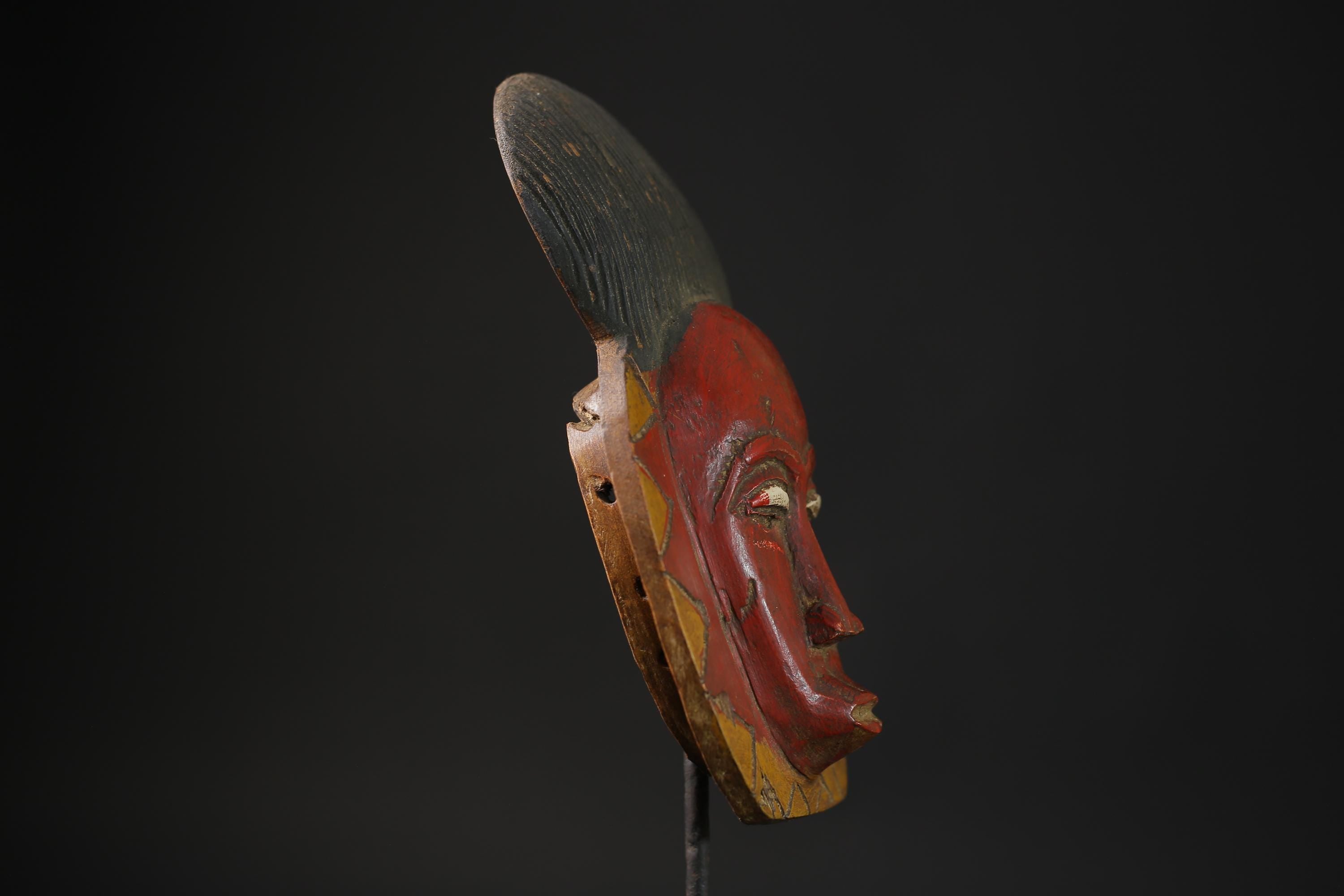 African Masks Antiques Tribal Face Vintage Wood Carved Hanging Guro Mask-9720