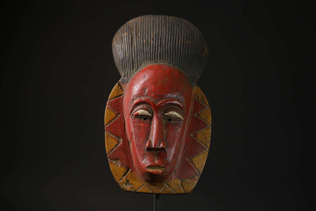 African Masks Antiques Tribal Face Vintage Wood Carved Hanging Guro Mask-9720