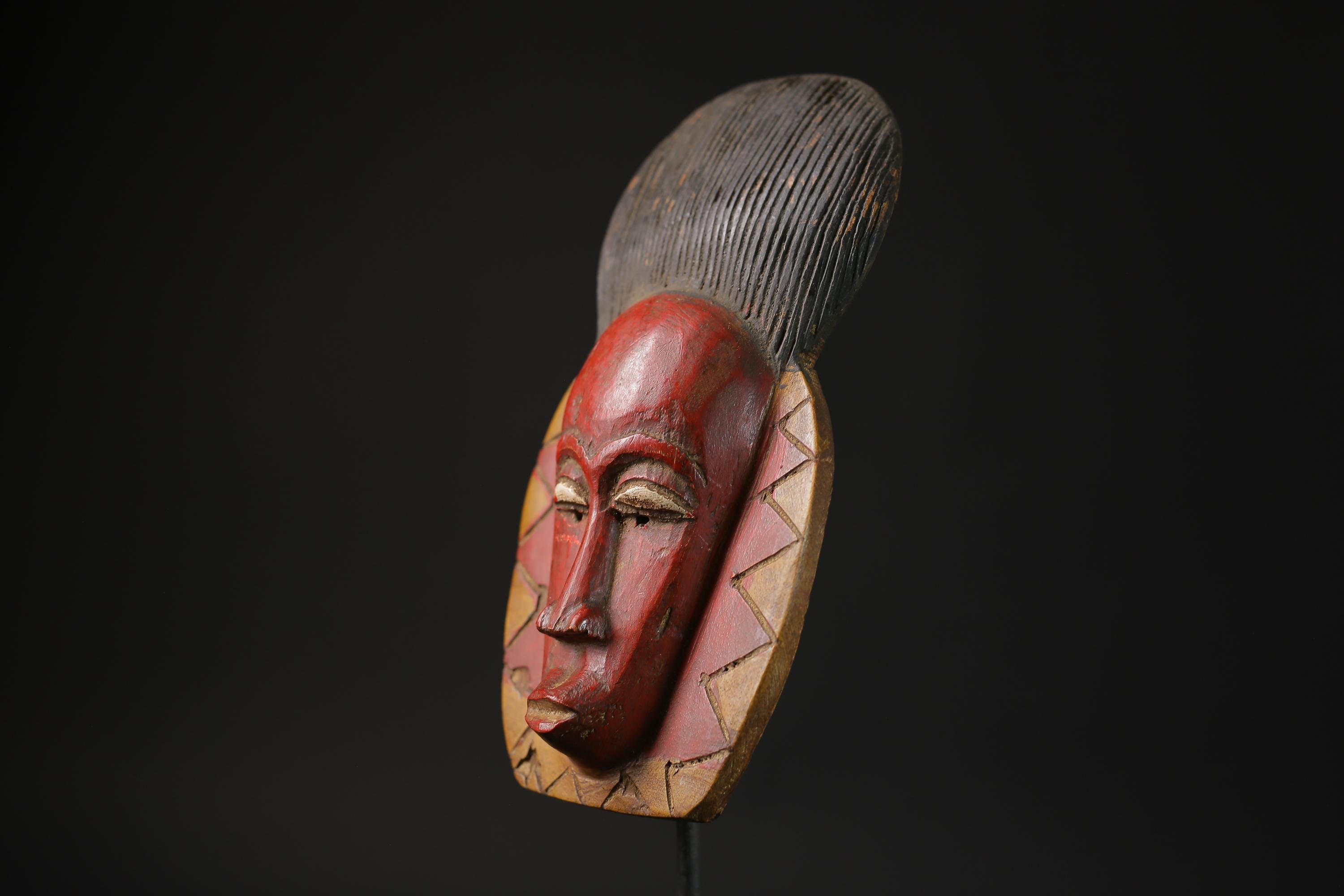 African Masks Antiques Tribal Face Vintage Wood Carved Hanging Guro Mask-9720
