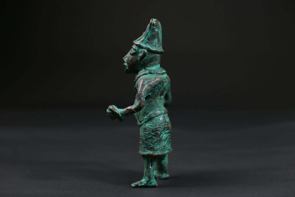 African Warrior Brass Statue Folk Art primitive art Sculpture Unique Wax Figurine - G1546