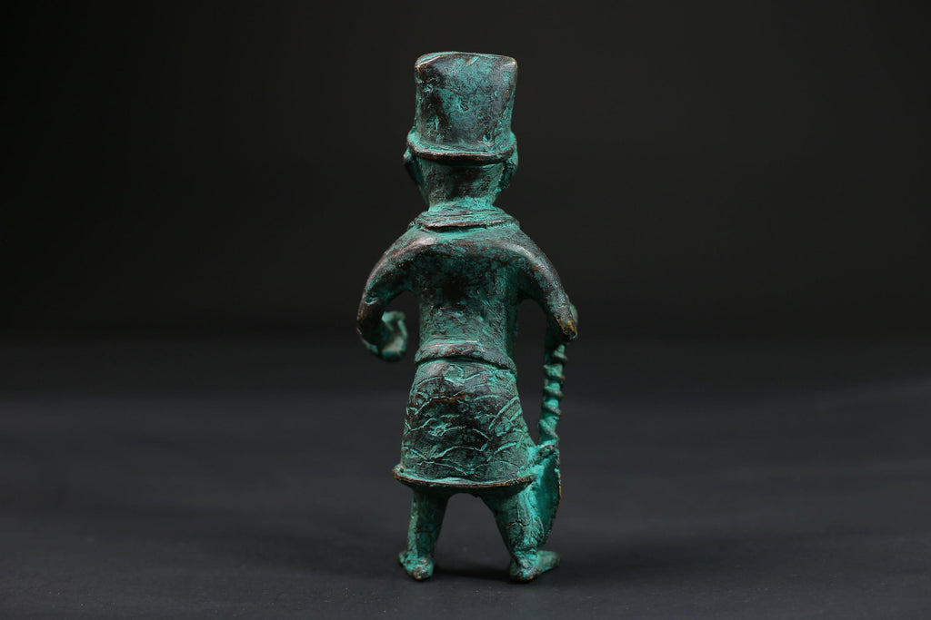 African Warrior Brass Statue Folk Art primitive art Sculpture Unique Wax Figurine - G1546