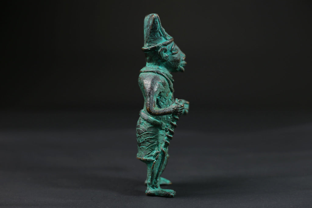 African Warrior Brass Statue Folk Art primitive art Sculpture Unique Wax Figurine - G1546