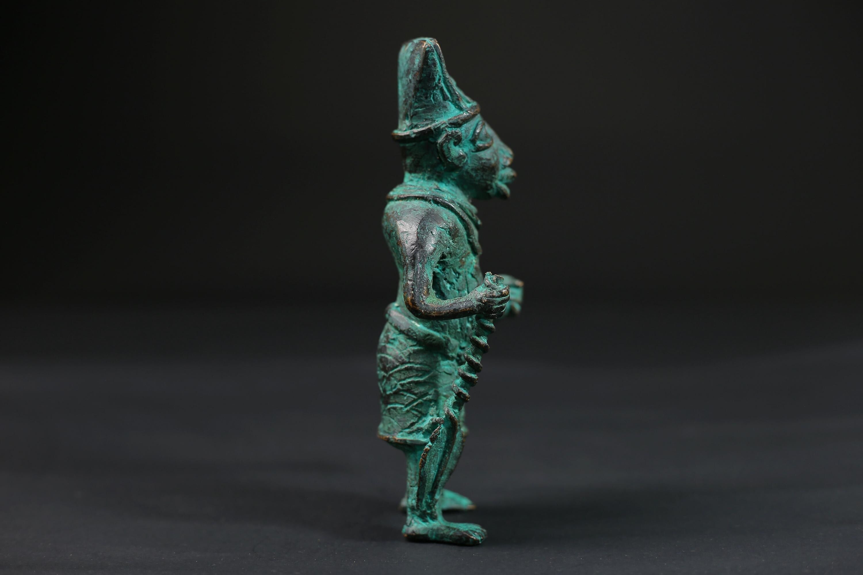 African Warrior Brass Statue Folk Art primitive art Sculpture Unique Wax Figurine - G1546