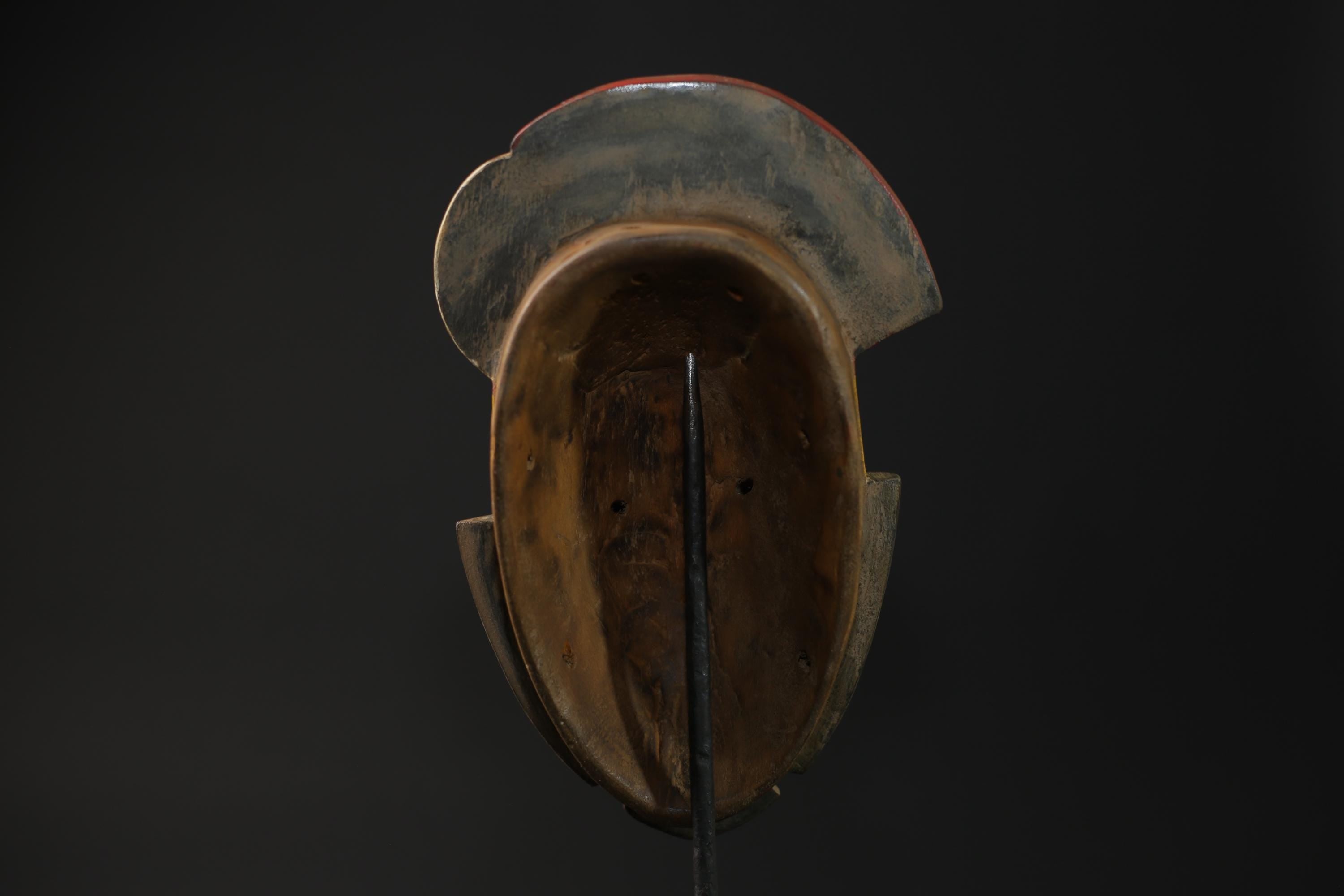 African Mask Wall Decor, Baule Mask Wood Pigment Carved Wood Mask masks for wall-G2258