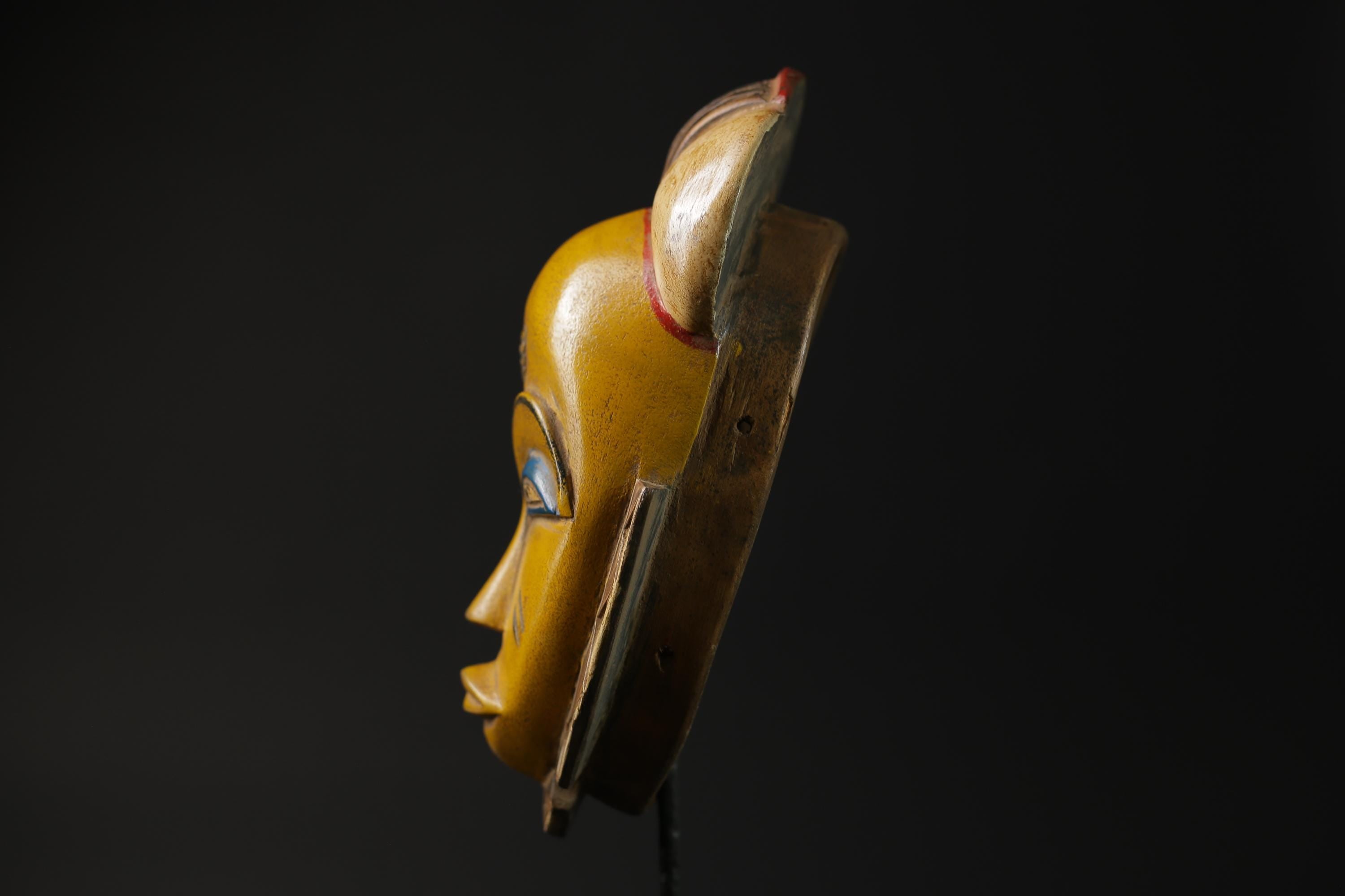 African Mask Wall Decor, Baule Mask Wood Pigment Carved Wood Mask masks for wall-G2258