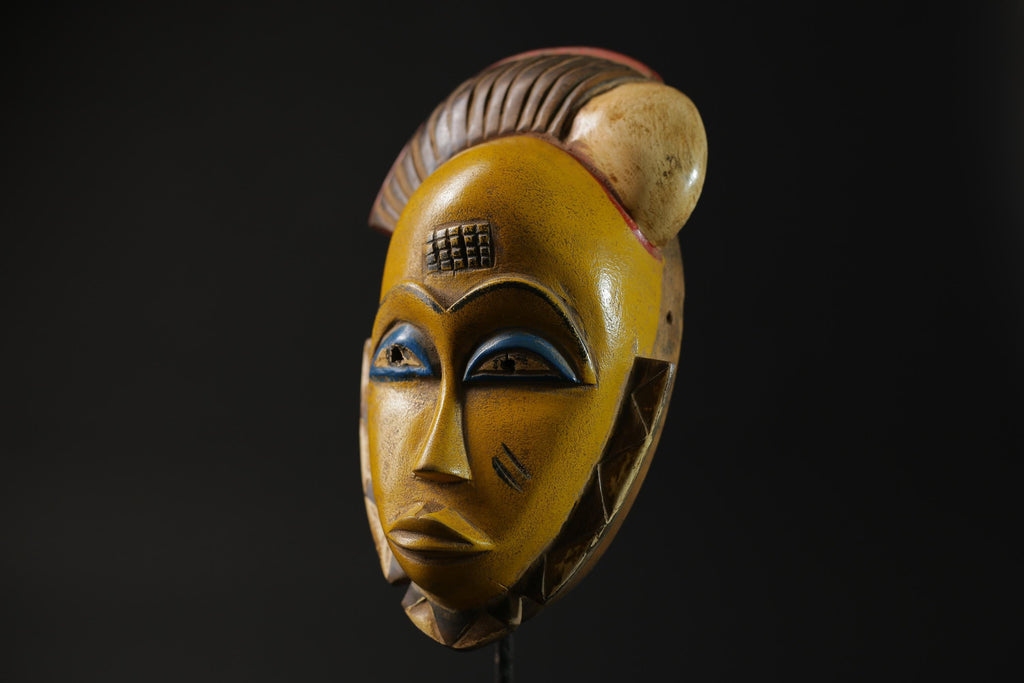 African Mask Wall Decor, Baule Mask Wood Pigment Carved Wood Mask masks for wall-G2258