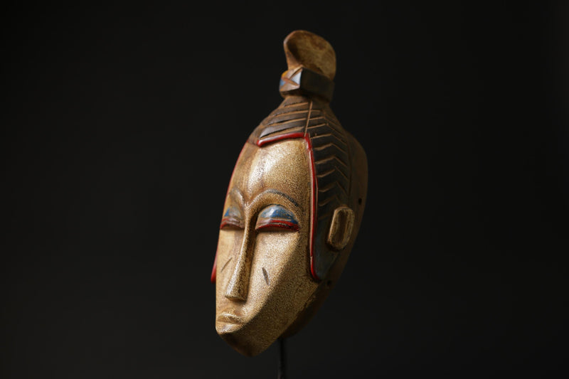 African Mask Wall Decor, Baule Mask Wood Pigment Carved Wood Mask masks for wall-G2262