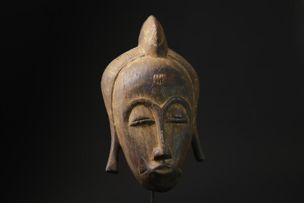 African Tribal Face Mask Wood Hand Carved Wall Baule A West African masks for wall-3769