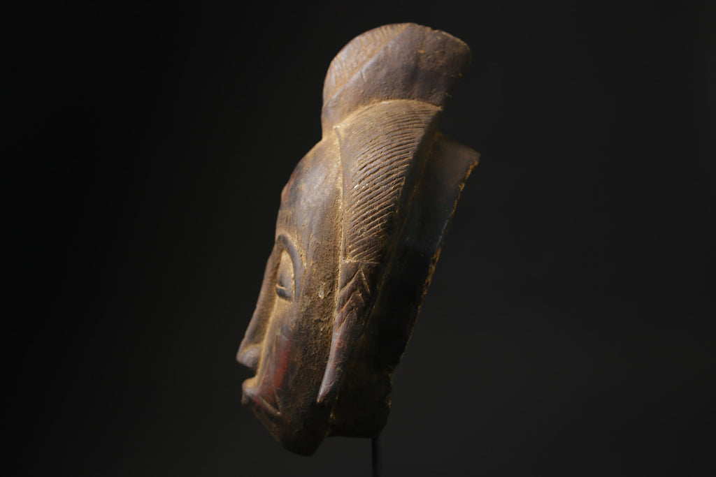 African Tribal Face Mask Wood Hand Carved Wall Baule A West African masks for wall-3769