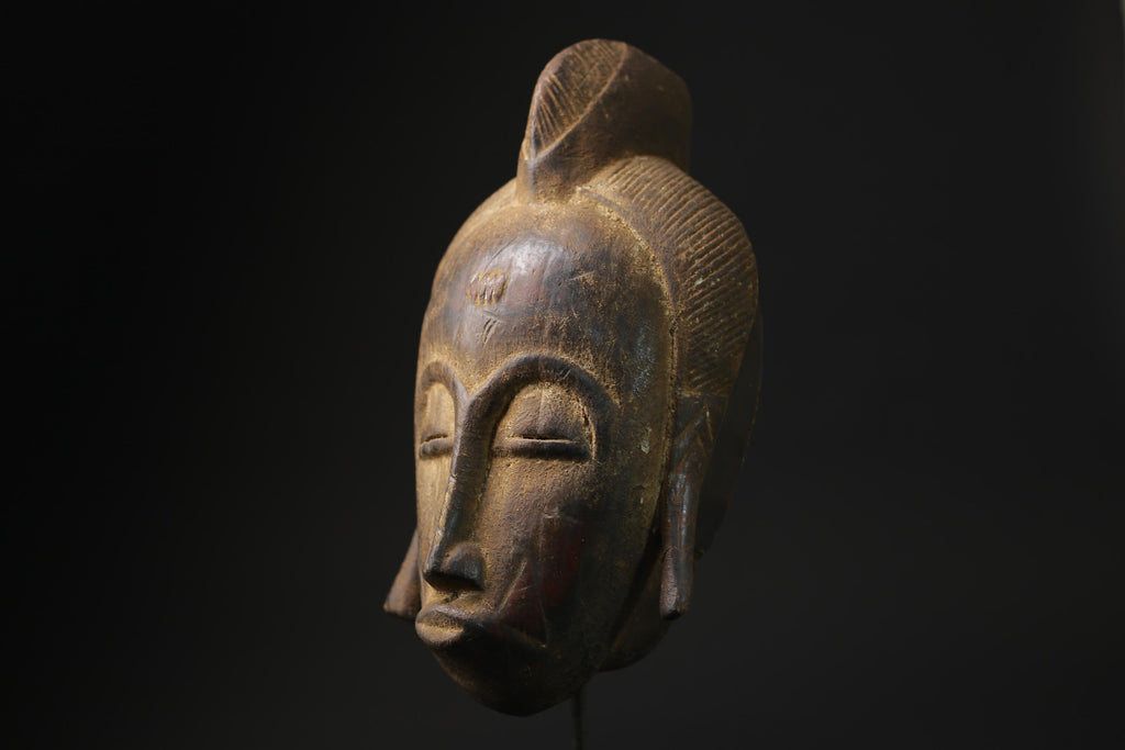 African Tribal Face Mask Wood Hand Carved Wall Baule A West African masks for wall-3769