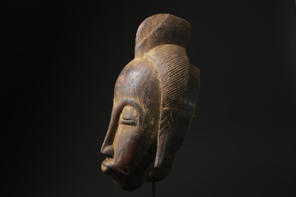 African Tribal Face Mask Wood Hand Carved Wall Baule A West African masks for wall-3769
