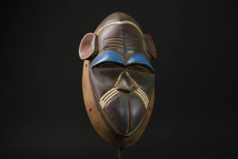African mask Monkey Mask Vintage African Carved Wood Baule Monkey Mask -G2275