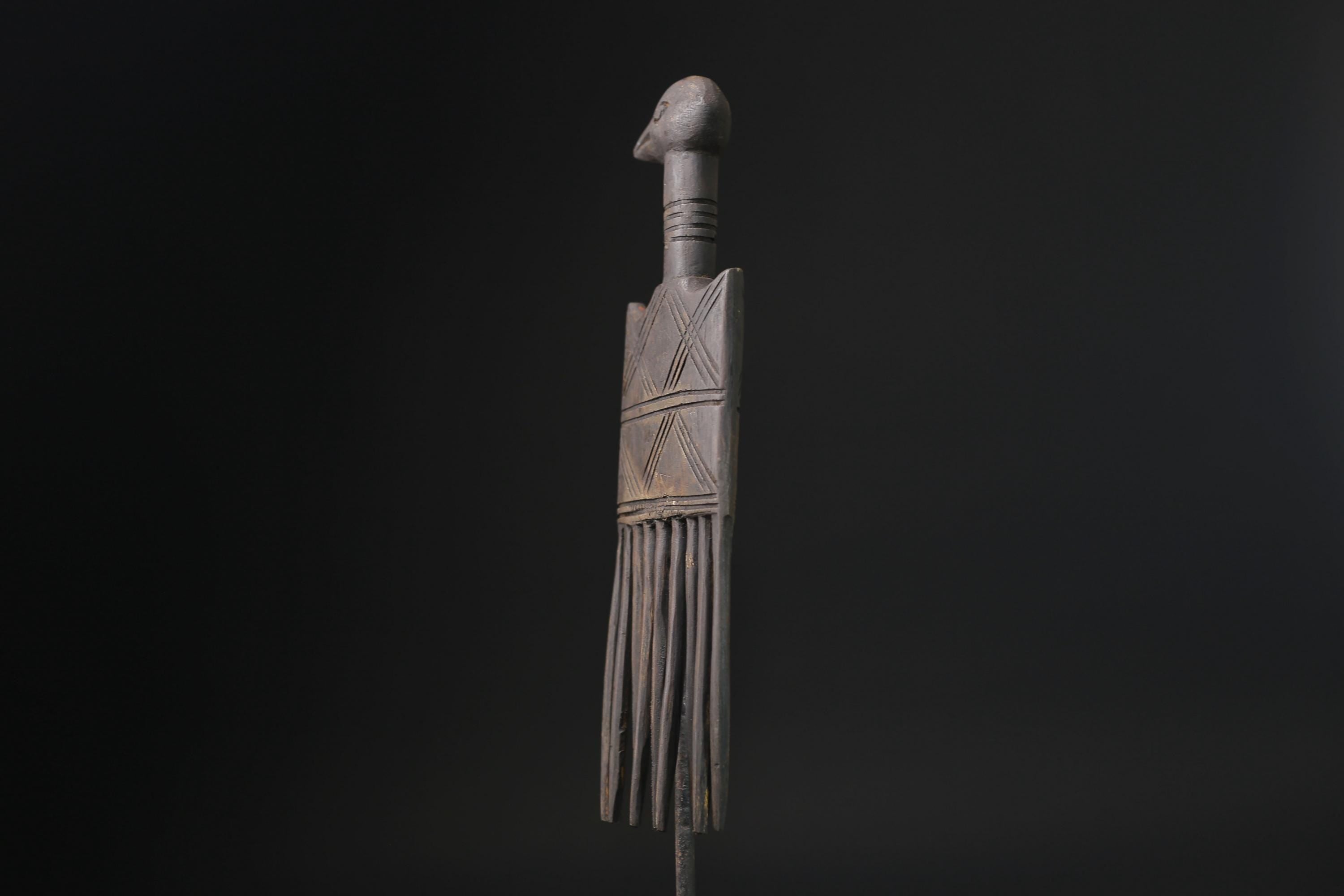 African mask antiques tribal Face Family Wooden Comb Hand carved-G2276