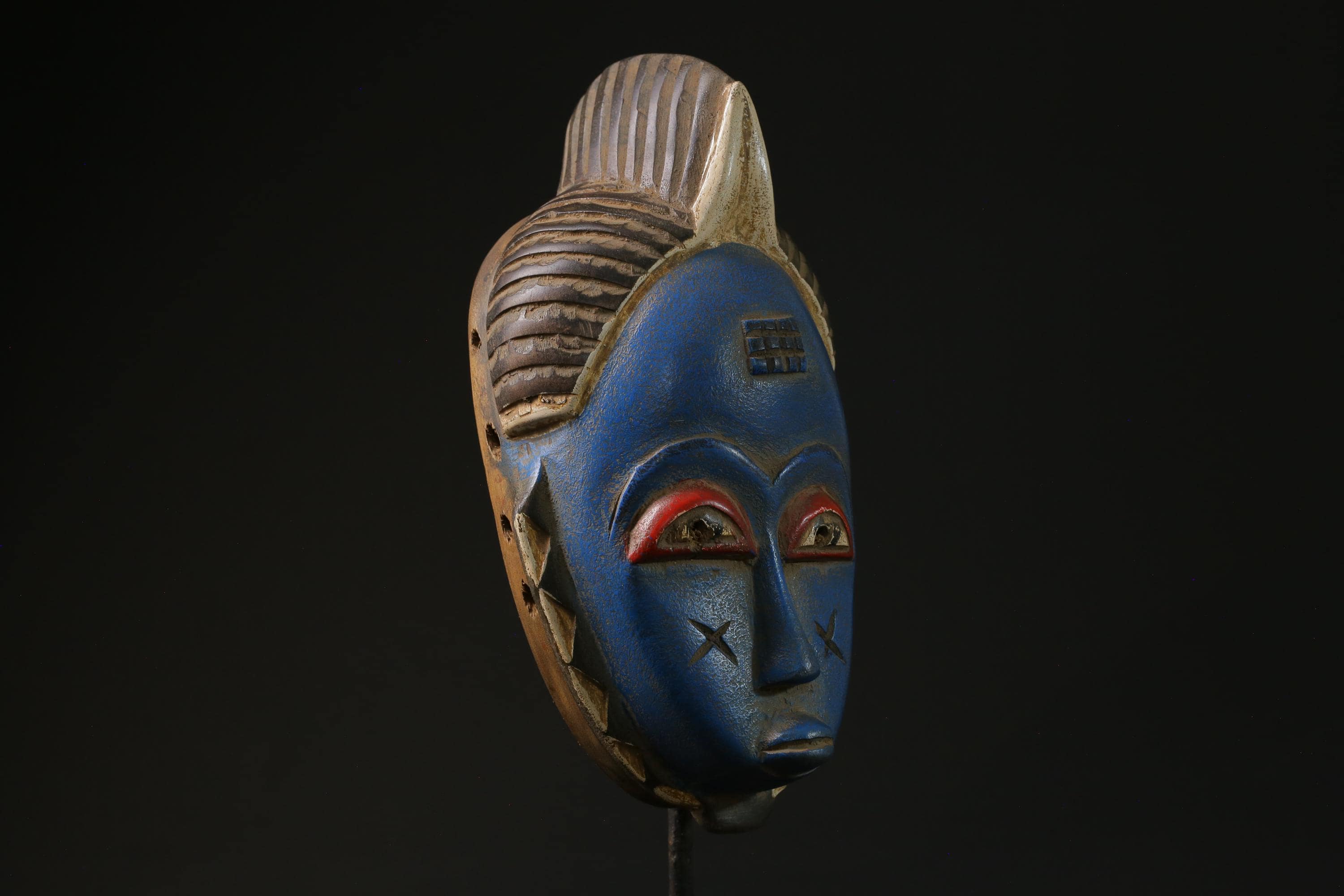 African Tribal Wood masks Home Décor Traditional blue Guru masks for wall-G2295