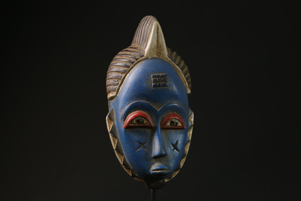 African Tribal Wood masks Home Décor Traditional blue Guru masks for wall-G2295