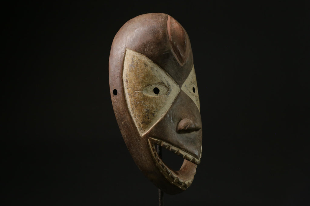 African Tribal Face Mask Wood Hand Carved Vintage Wall Hanging LEGA masks for wall-6838