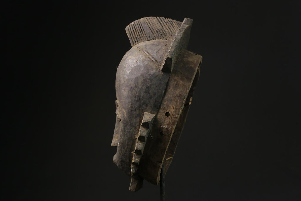 African ART Vintage Hand Carved Wooden Baule GURO mask carved in wood-5422