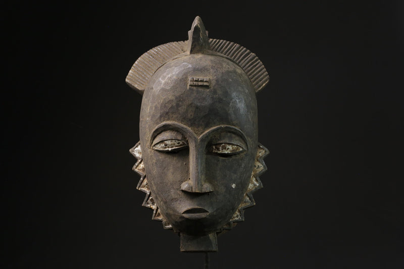 African ART Vintage Hand Carved Wooden Baule GURO mask carved in wood-5422