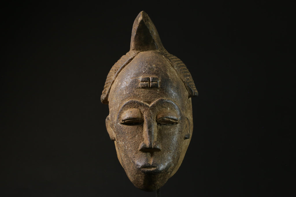 African mask antiques tribal Face vintage Wood Carved Hanging Baoulé masks for wall-5481