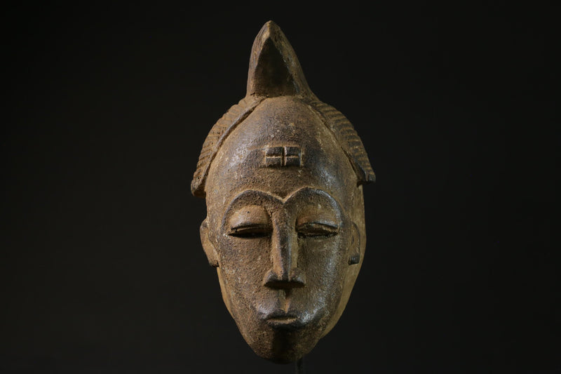 African mask antiques tribal Face vintage Wood Carved Hanging Baoulé masks for wall-5481