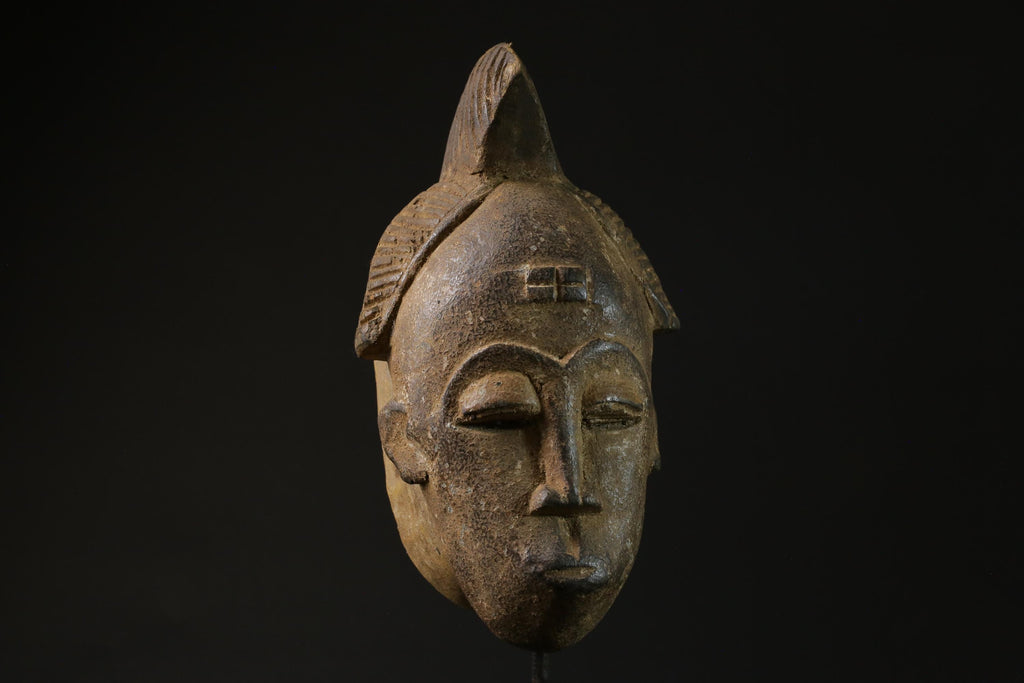 African mask antiques tribal Face vintage Wood Carved Hanging Baoulé masks for wall-5481